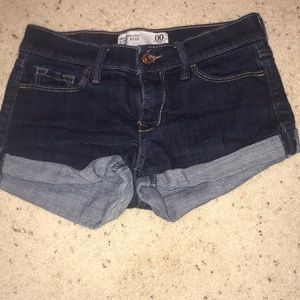 Low rise denim jean shorts